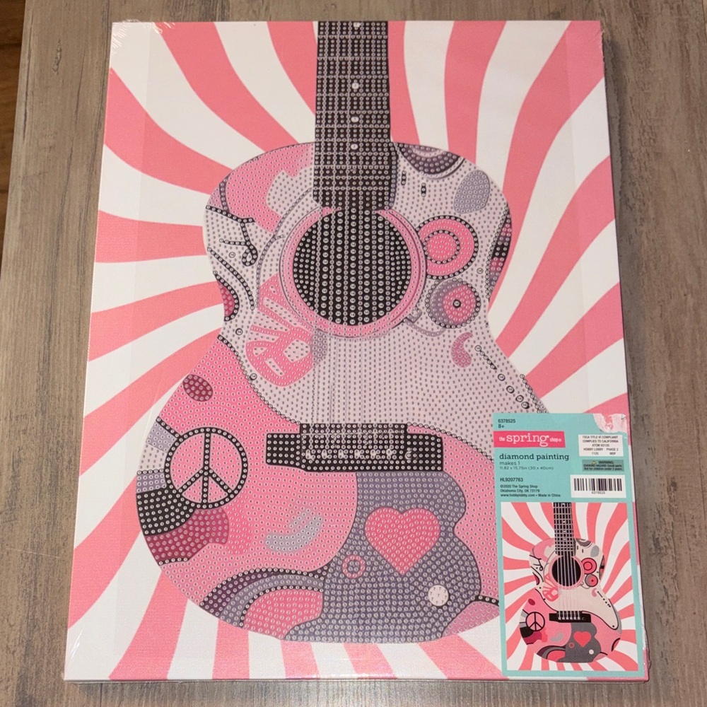 Hobby Lobby Guitar Diamond Painting Kit Pink Gray DIY Music Art NWT